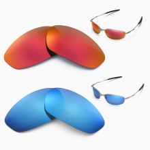 Walleva Fire Red + Ice Blue Polarized Replacement Lenses For Oakley Whisker Sunglasses